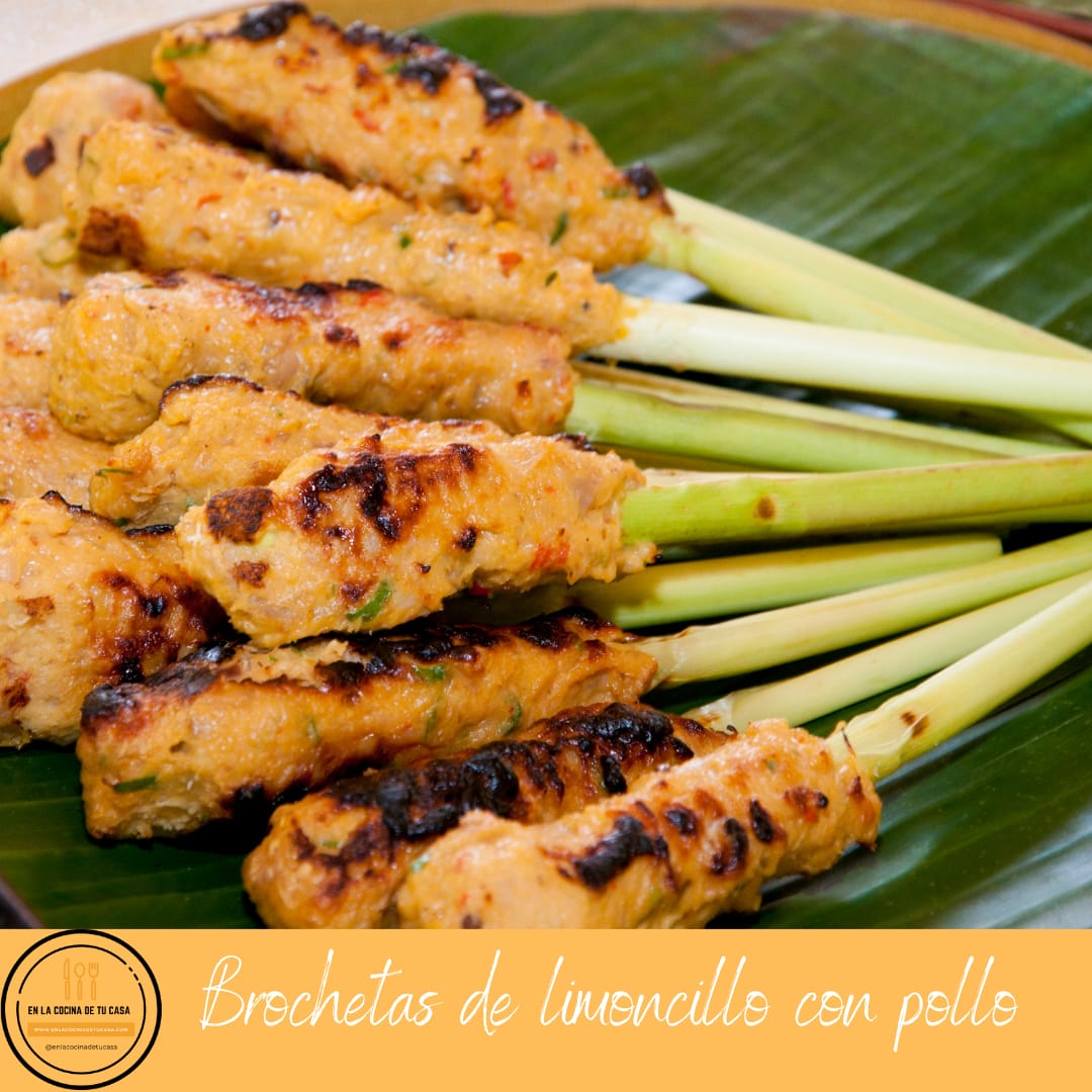 brochetas de limoncillo con pollo