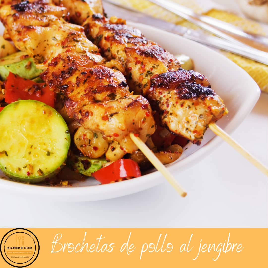 brochetas de pollo al jengibre