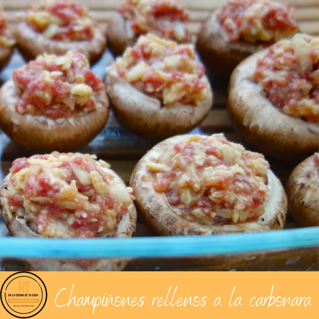 champiñones rellenos carbonara