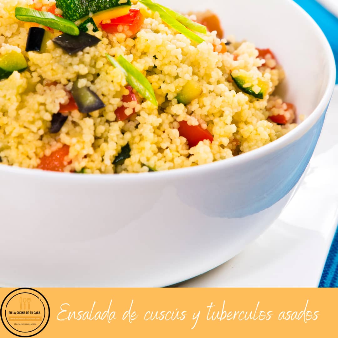 ensalada de cuscús y tuberculos asados
