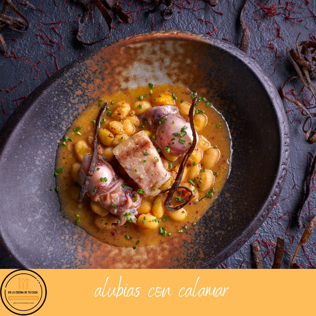 alubias con calamar
