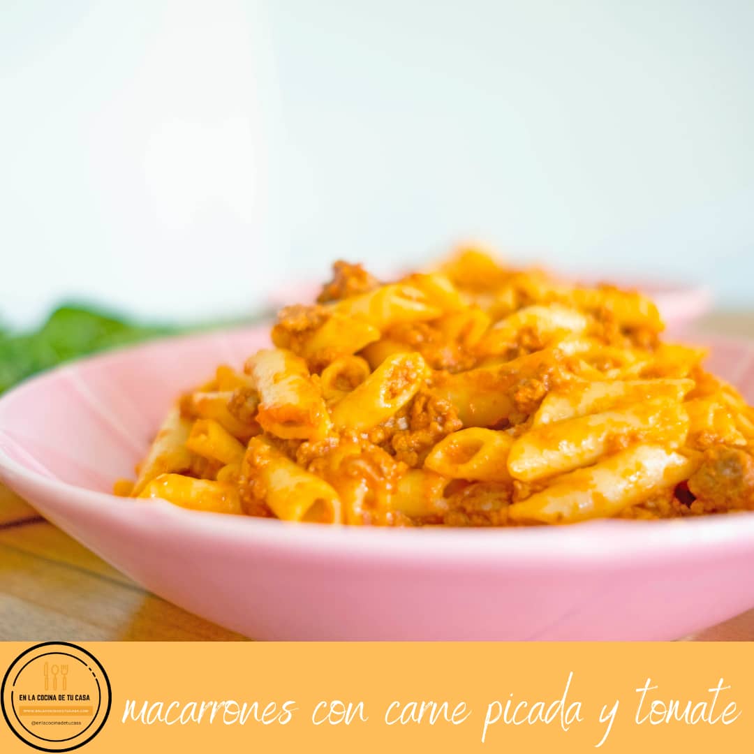 macarrones con carne picada y tomate