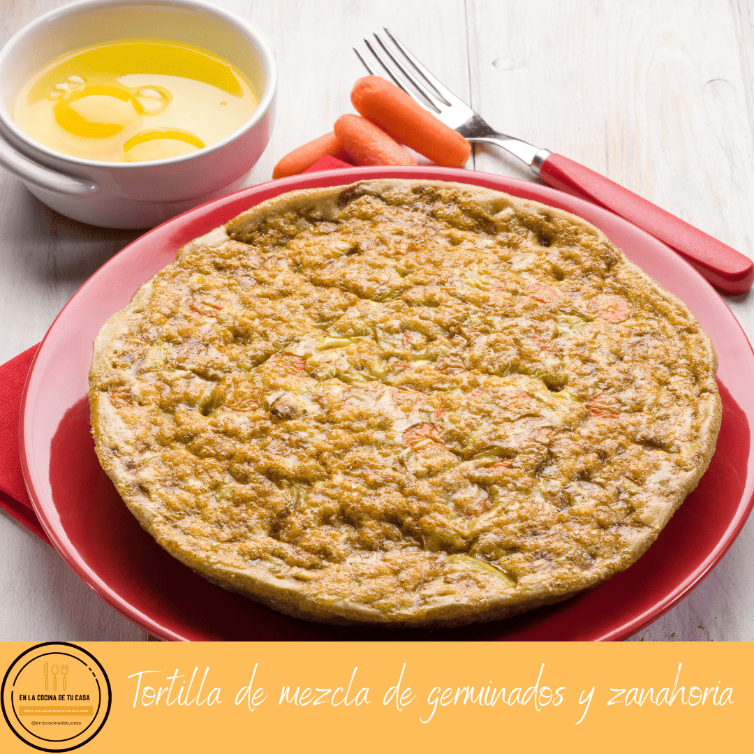 Tortilla de mezcla de germinados y zanahoria